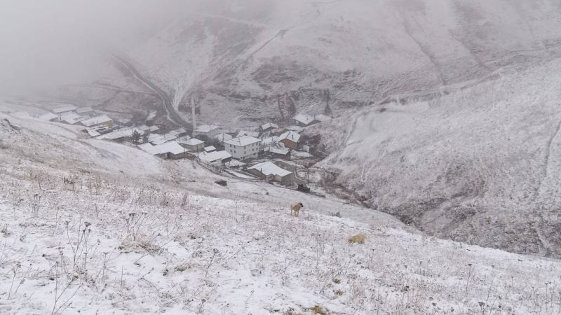 Bayburt’un yüksek kesimlerine kar yağdı

