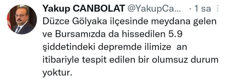 Bursa Valisi Canbolat: 