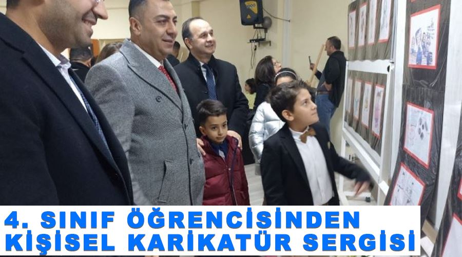 4. sınıf öğrencisinden kişisel karikatür sergisi
