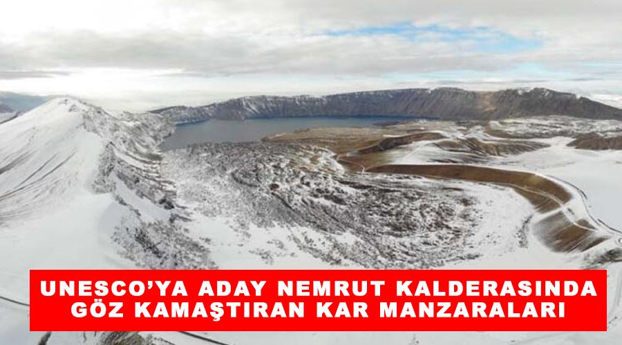 UNESCO’ya aday Nemrut Kalderasında göz kamaştıran kar manzaraları