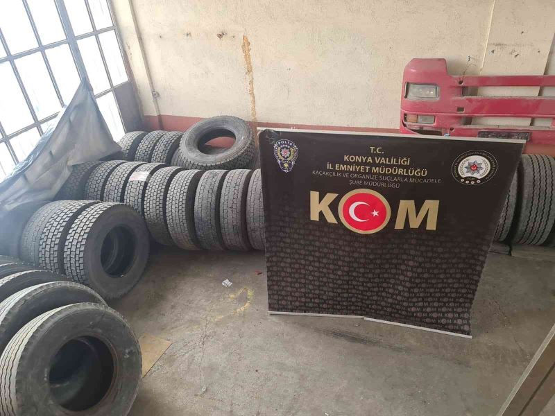 Konya’da kaçak lastik operasyonu
