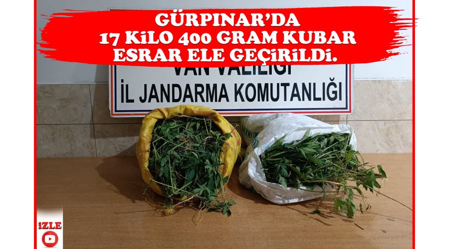 Gürpınar’da 17 kilo 400 gram kubar esrar ele geçirildi. 
