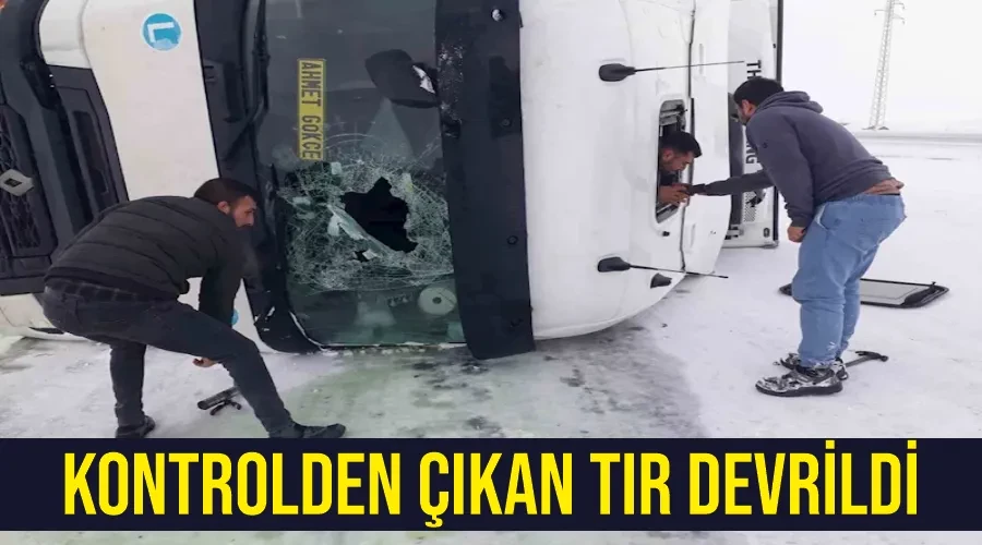 Kontrolden çıkan tır devrildi