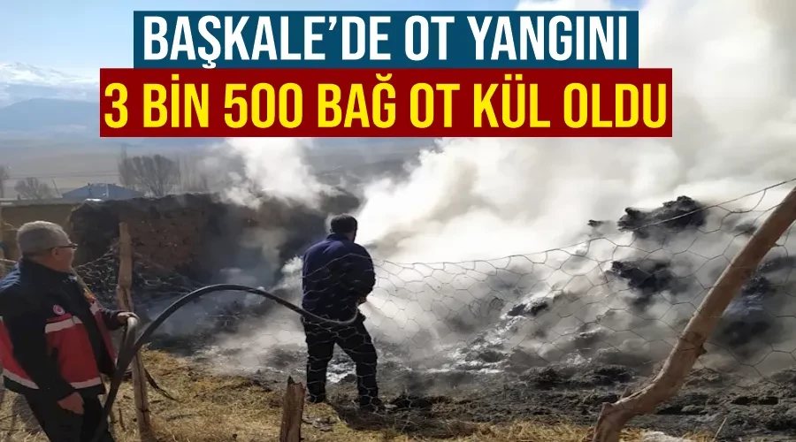 Başkale’de ot yangını 3 bin 500 bağ ot kül oldu