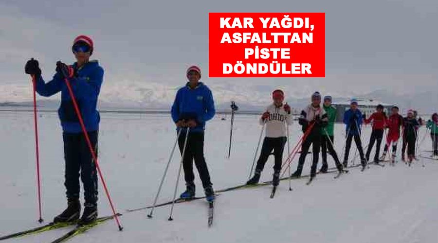 Kar yağdı, asfalttan piste döndüler