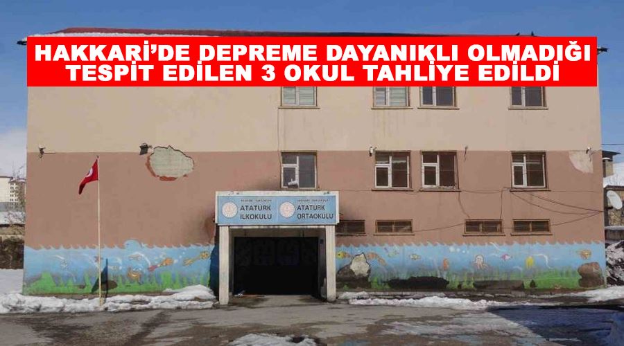 Hakkari’de depreme dayanıklı olmadığı tespit edilen 3 okul tahliye edildi