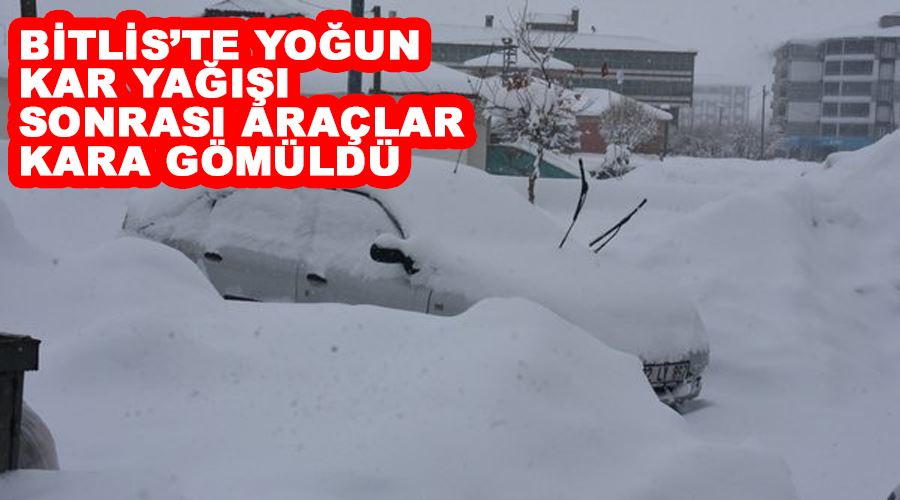 Bitlis’te yoğun kar yağışı sonrası araçlar kara gömüldü