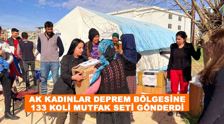 AK Kadınlar deprem bölgesine 133 koli mutfak seti gönderdi