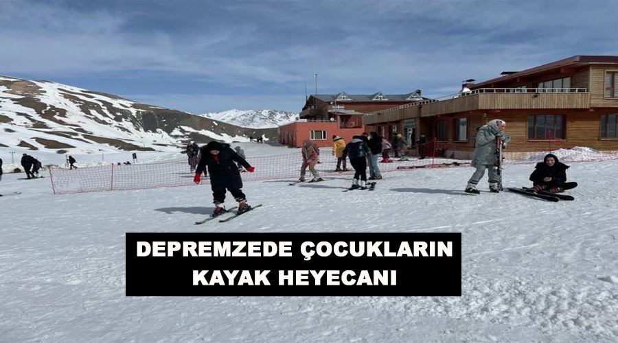 Depremzede çocukların kayak heyecanı