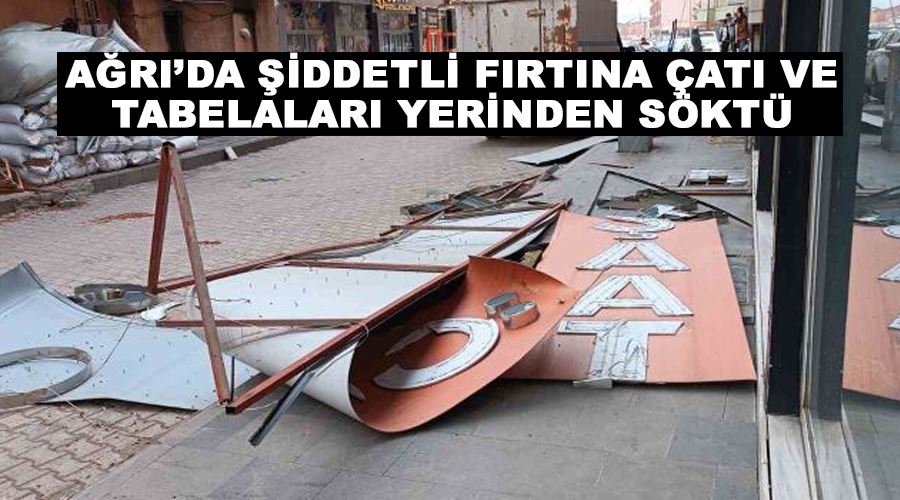 Ağrı’da şiddetli fırtına çatı ve tabelaları yerinden söktü