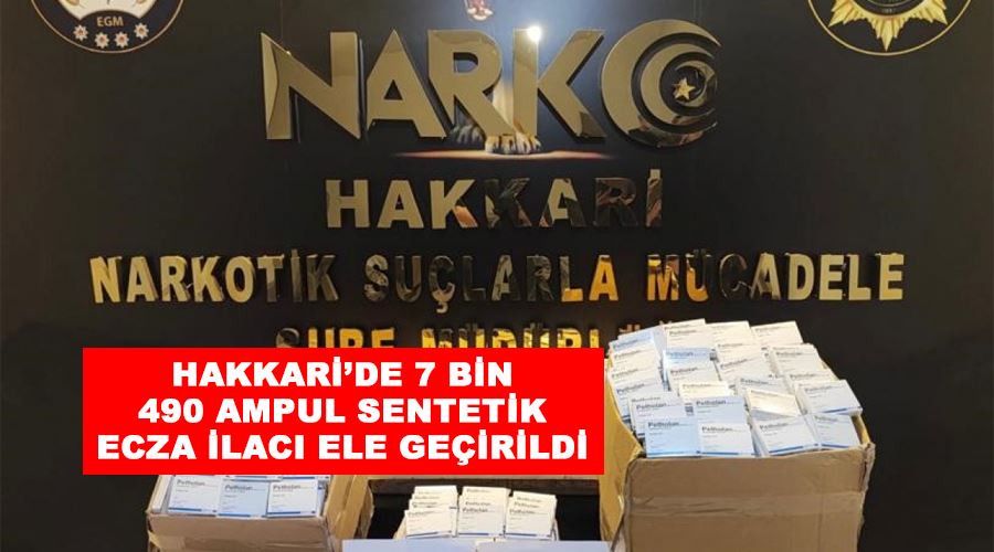 Hakkari’de 7 bin 490 ampul sentetik ecza ilacı ele geçirildi