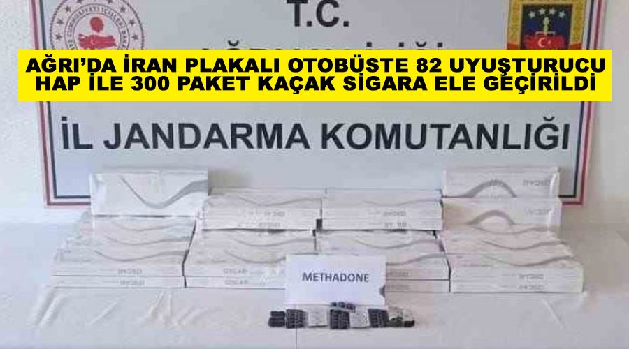 Ağrı’da İran plakalı otobüste 82 uyuşturucu hap ile 300 paket kaçak sigara ele geçirildi