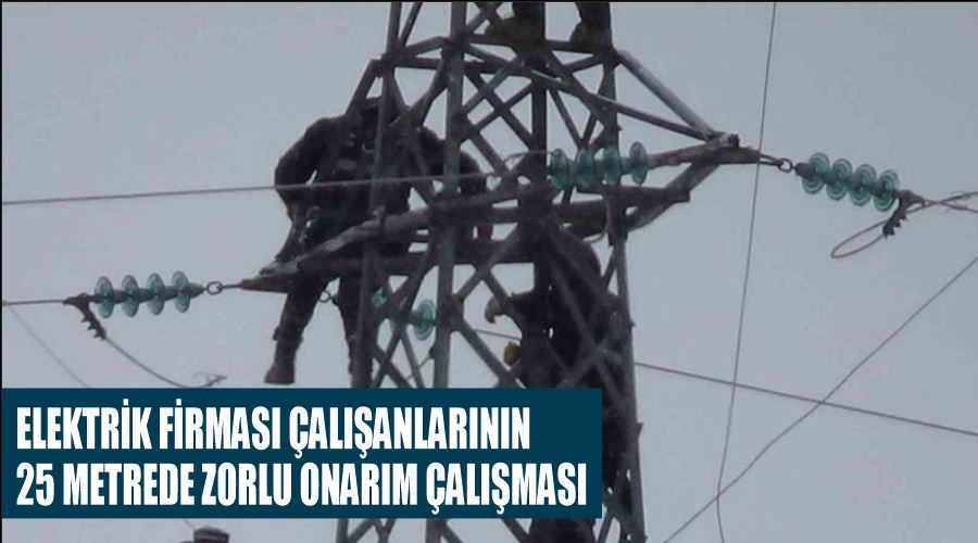Elektrik firması çalışanlarının 25 metrede zorlu onarım çalışması