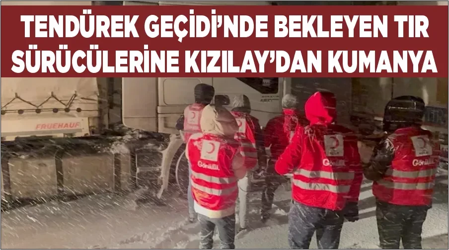 Tendürek Geçidi’nde bekleyen tır sürücülerine Kızılay’dan kumanya