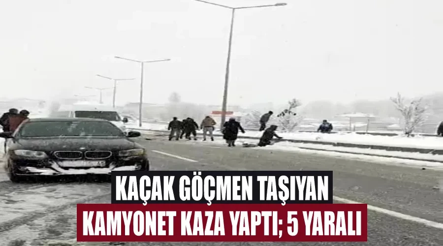 Kaçak göçmen taşıyan kamyonet kaza yaptı; 5 yaralı