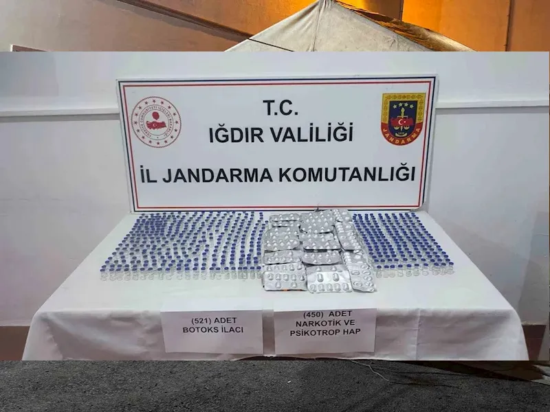 Iğdır’da yabancıların çantasından 521 botoks ilacı ve 450 uyuşturucu hap çıktı