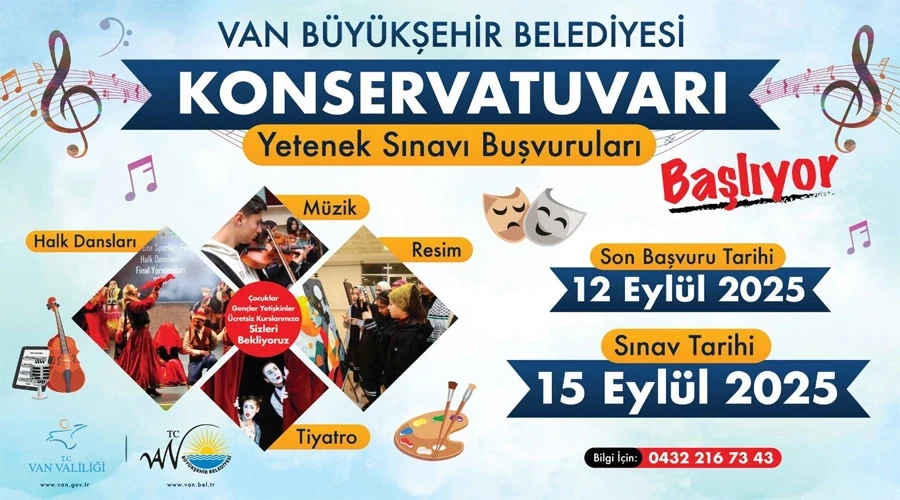 Van Büyükşehir Belediyesi Konservatuarı Yeni Yeteneklerini Arıyor