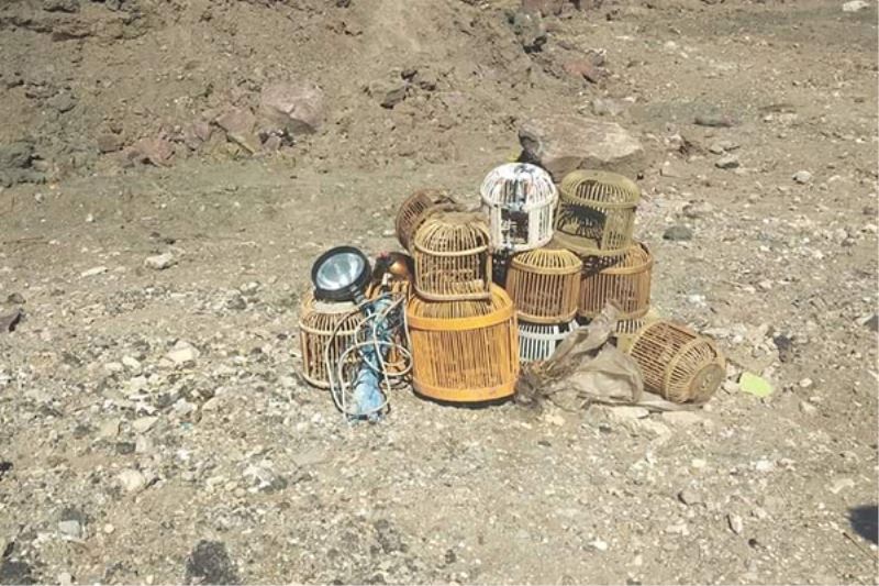 Kaçak avcıların kafesleri yakılarak imha edildi