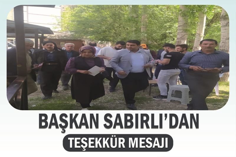 Başkan Sabırlı’dan teşekkür mesajı