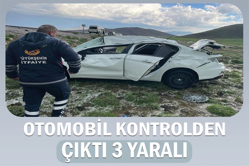 Otomobil kontrolden çıktı 3 yaralı