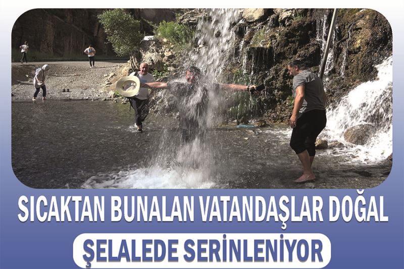 Sıcaktan bunalan vatandaşlar doğal şelalede serinleniyor