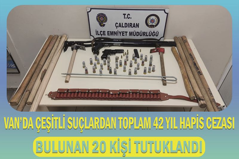 Van’da çeşitli suçlardan toplam 42 yıl hapis cezası bulunan 20 kişi tutuklandı